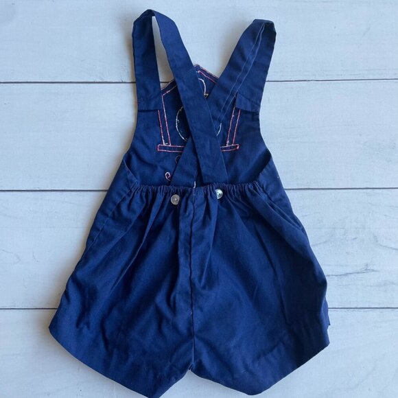Vintage Baby Boy Hickory Dickory Dock Romper Overalls Outfit - Picture 6 of 9